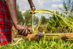 KAZI Home Goods Large Silver Blue Biko Round Basket