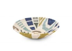 KAZI Home Goods Large Silver Blue Biko Round Basket