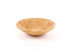 KAZI Large Tan Striped Round Basket