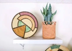 KAZI Extra Large Lilac + Neutrals Round Basket Home Goods