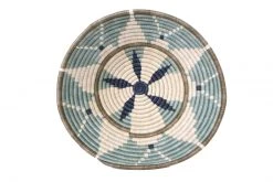 KAZI Home Goods Extra Large Silver Blue Hope Round Basket