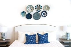 KAZI Home Goods Extra Large Silver Blue Hope Round Basket