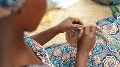 KAZI Home Goods Extra Large Silver Blue Hope Round Basket