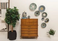 KAZI Extra Large Silver Blue + Navy Round Basket Home Goods