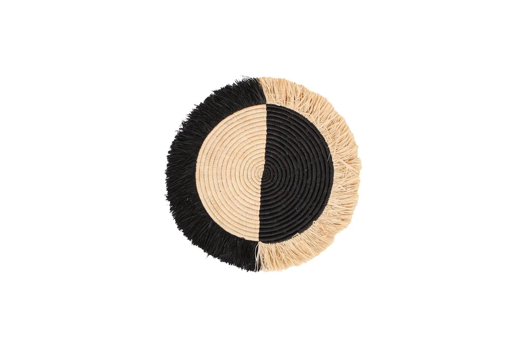 KAZI Small Black Half Moon Fringed Wall Disc Home Goods 3 KAZI Small Black Half Moon Fringed Wall Disc Home Goods