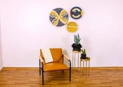 KAZI Large Opal Gray + Mustard Tabia Wall Plate Home Goods