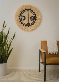 KAZI Home Goods Fringed Sun Mask Wall Art Disc
