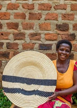 KAZI Black Double Striped Woven Wall Plate