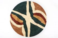 KAZI Home Goods Jumbo Forest Green + Burgundy Tabia Woven Wall Plate