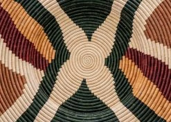 KAZI Home Goods Jumbo Forest Green + Burgundy Tabia Woven Wall Plate