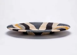 KAZI Home Goods Jumbo Opal Gray + Mustard Tabia Woven Wall Plate