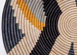 KAZI Home Goods Jumbo Opal Gray + Mustard Tabia Woven Wall Plate