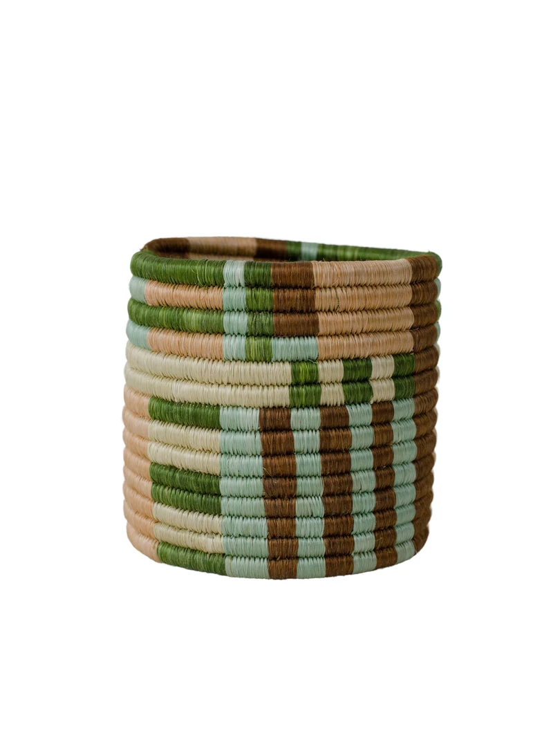 KAZI Apricot + Seafoam Lines Small Planter Home Goods 3 KAZI Apricot + Seafoam Lines Small Planter Home Goods