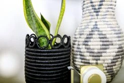 KAZI Small Black Hooped Planter