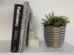 KAZI Home Goods Brown + Black Checkered Planter 6 KAZI Home Goods Brown + Black Checkered Planter