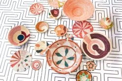 KAZI Small Coral Virunga Round Basket Home Goods