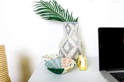 KAZI Small Metallic Floret Fani Round Basket Home Goods