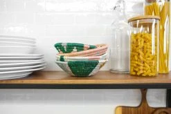 KAZI Small Metallic Floret Jadi Round Basket Home Goods