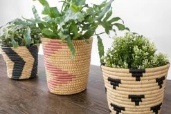 KAZI Home Goods Blue Gray Chevron Planter