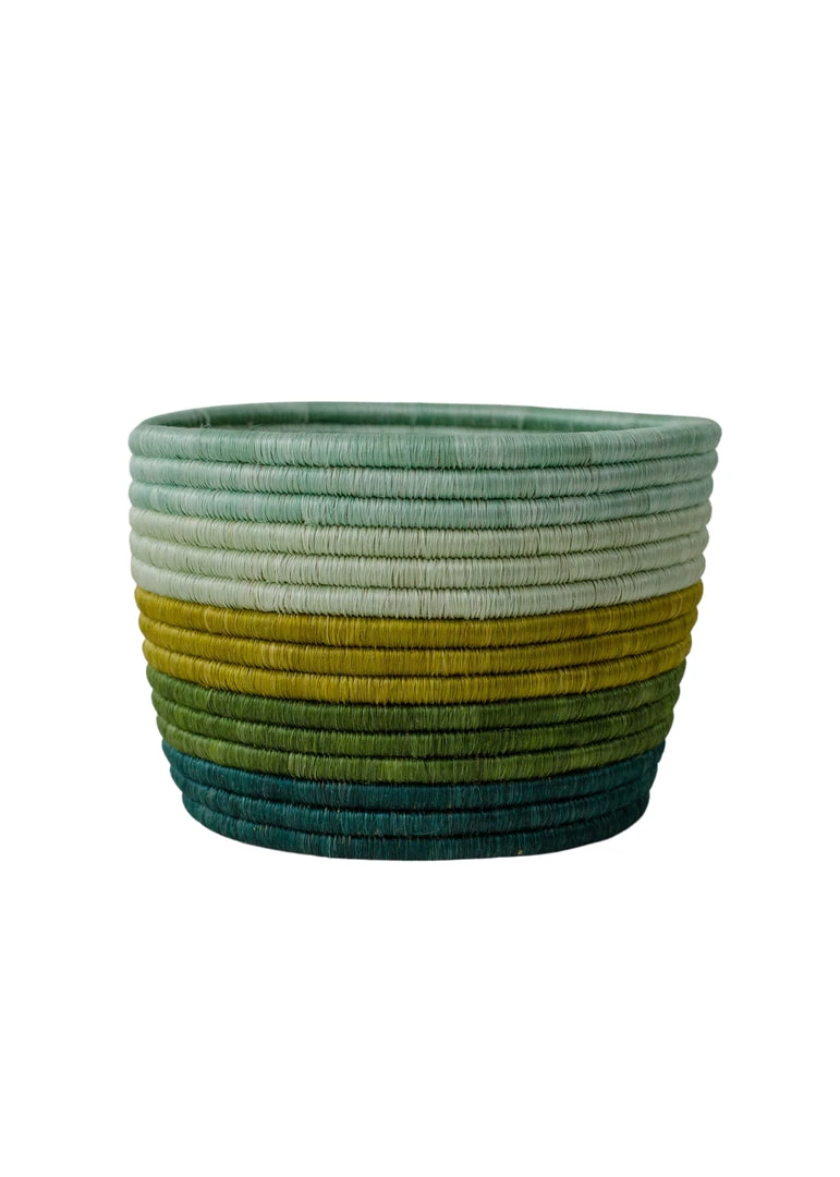 KAZI Home Goods Shades Of Green Striped Tapered Planter 3 KAZI Home Goods Shades Of Green Striped Tapered Planter