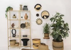 KAZI Large Striped Black Grass Planter