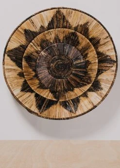 KAZI Home Goods Banana Bark And Raffia Jumbo Wall Bowl