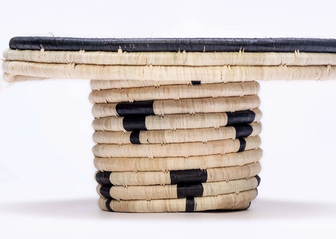 KAZI Home Goods Black + Natural Raffia Cake Stand 5 KAZI Home Goods Black + Natural Raffia Cake Stand