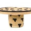 KAZI Home Goods Black + Natural Raffia Cake Stand 2 KAZI Home Goods Black + Natural Raffia Cake Stand