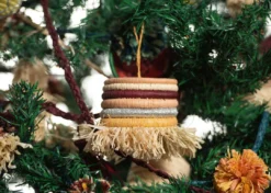 KAZI Blossom Striped Fringed Ornament