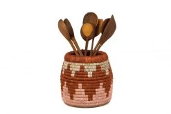 KAZI Home Goods Clay + Dusty Peach Kitchen Utensil Holder