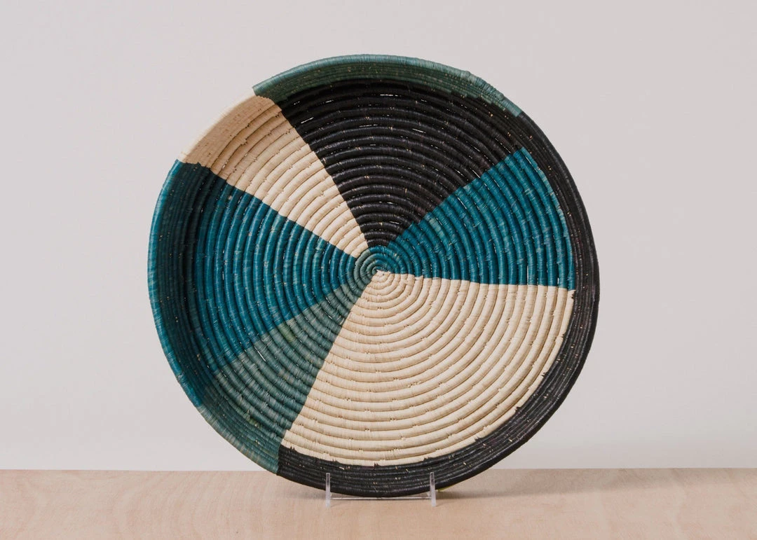 KAZI Cool Color Blocked Raffia Tray 3 KAZI Cool Color Blocked Raffia Tray