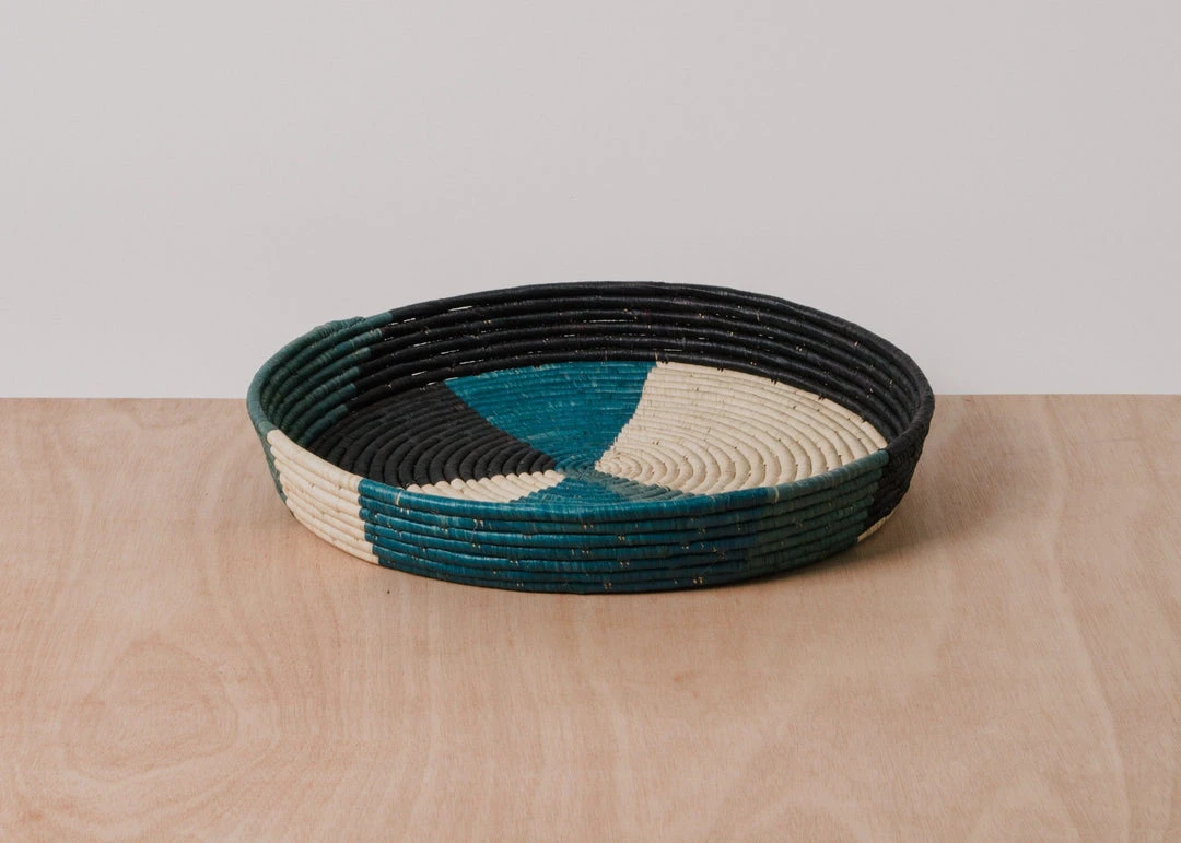 KAZI Cool Color Blocked Raffia Tray 5 KAZI Cool Color Blocked Raffia Tray
