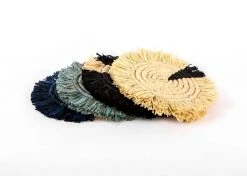 KAZI Home Goods Dash Of Blues Fringed Coasters 7 KAZI Home Goods Dash Of Blues Fringed Coasters
