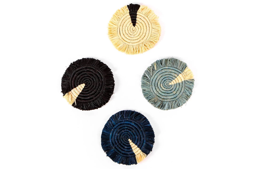 KAZI Home Goods Dash Of Blues Fringed Coasters 3 KAZI Home Goods Dash Of Blues Fringed Coasters