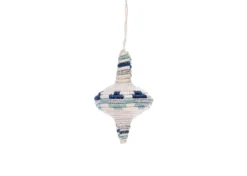 KAZI Fair Trade Diamond Shaped Blue Metallic Ornament