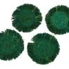 KAZI Home Goods Evergreen Fringed Oversized Raffia Coaster Set