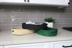 KAZI Evergreen Raffia Oval Tray Home Goods