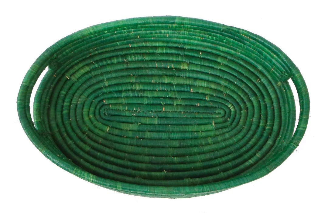 KAZI Evergreen Raffia Oval Tray Home Goods 5 KAZI Evergreen Raffia Oval Tray Home Goods