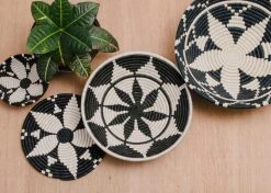 KAZI Extra Large Black + White Kwizera Wall Basket Home Goods