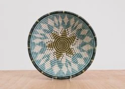 KAZI Extra Large Silver Blue Intore Wall Basket