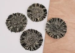 KAZI Fringed Black Coaster Set