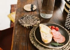 KAZI Fringed Black Coaster Set