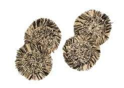 KAZI Fringed Black Coaster Set
