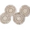 KAZI Fringed Taupe Geo Coasters Home Goods