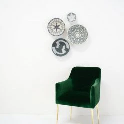 KAZI Large Metallic Silver Gray Intore Wall Bowl