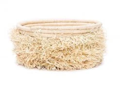KAZI Medium Fringe Kisasa Round Basket Home Goods