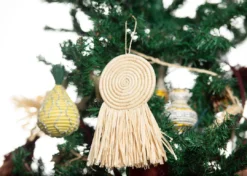 KAZI Fair Trade Natural Fringed Disc Ornament