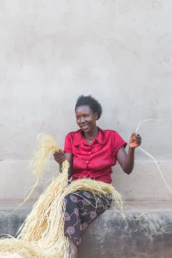 KAZI Fair Trade Natural Fringed Disc Ornament