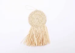 KAZI Fair Trade Natural Fringed Disc Ornament