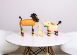 KAZI Fair Trade Natural Raffia Giraffe Ornament